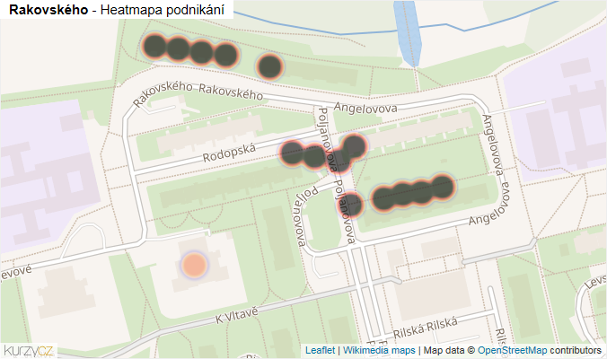 Mapa Rakovského - Firmy v ulici.