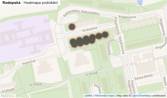 Mapa Rodopská - Firmy v ulici.