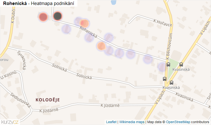 Mapa Rohenická - Firmy v ulici.