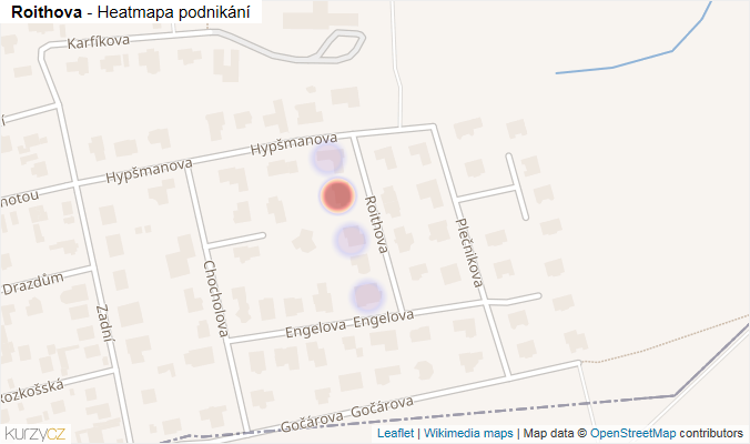 Mapa Roithova - Firmy v ulici.