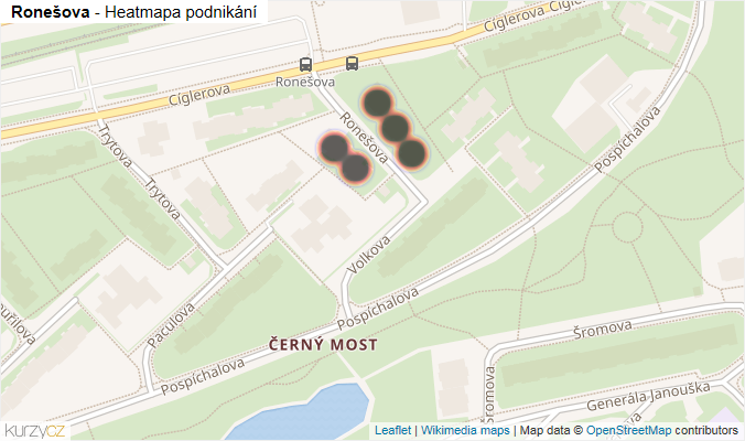 Mapa Ronešova - Firmy v ulici.