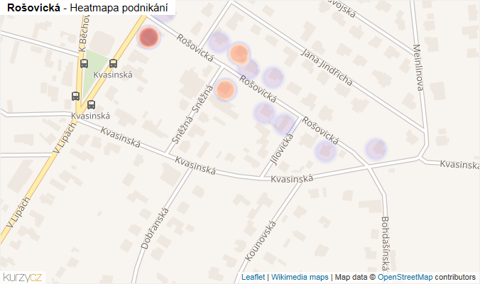 Mapa Rošovická - Firmy v ulici.
