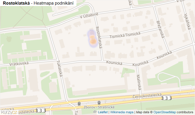 Mapa Rostoklatská - Firmy v ulici.