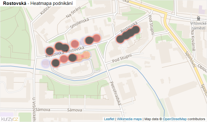 Mapa Rostovská - Firmy v ulici.