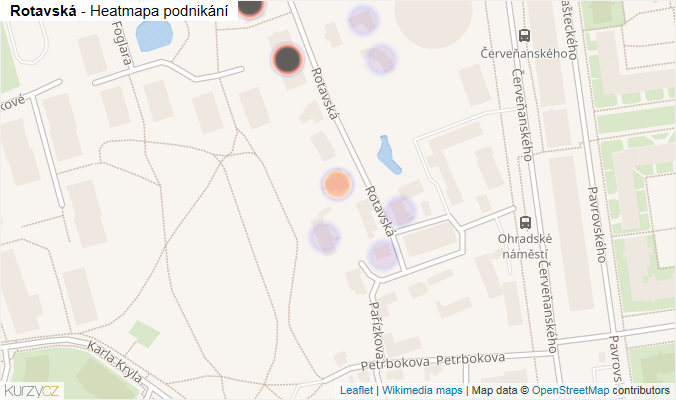 Mapa Rotavská - Firmy v ulici.