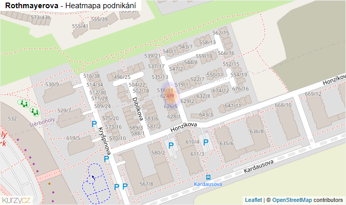 Mapa Rothmayerova - Firmy v ulici.
