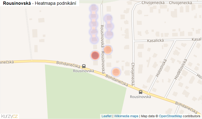 Mapa Rousínovská - Firmy v ulici.