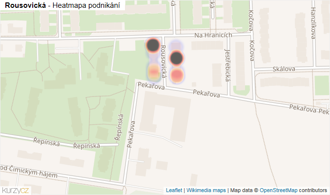 Mapa Rousovická - Firmy v ulici.