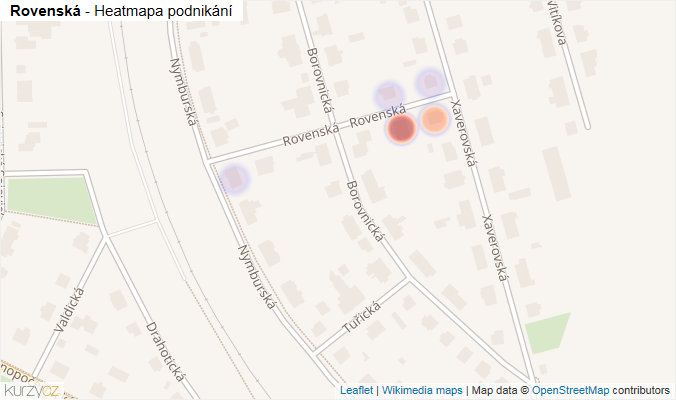 Mapa Rovenská - Firmy v ulici.