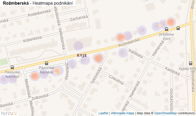 Mapa Rožmberská - Firmy v ulici.