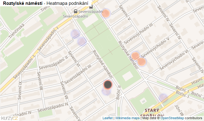 Mapa Roztylské náměstí - Firmy v ulici.