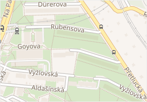 Rubensova v obci Praha - mapa ulice