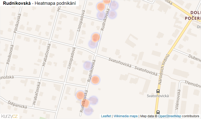 Mapa Rudníkovská - Firmy v ulici.