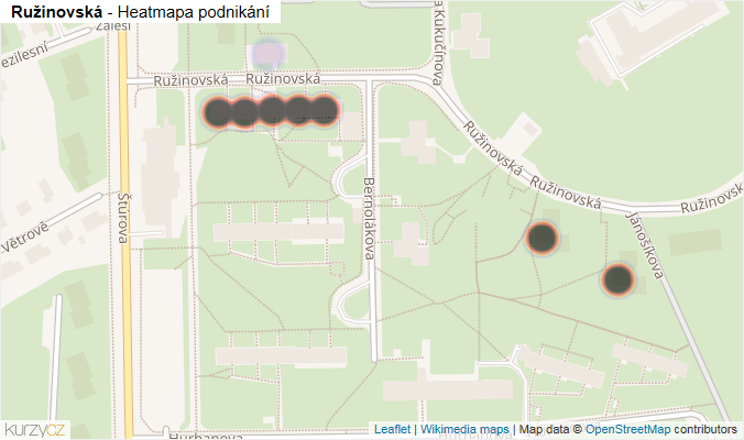 Mapa Ružinovská - Firmy v ulici.