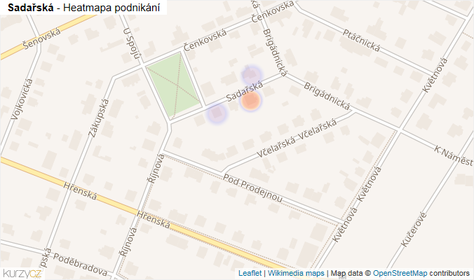 Mapa Sadařská - Firmy v ulici.