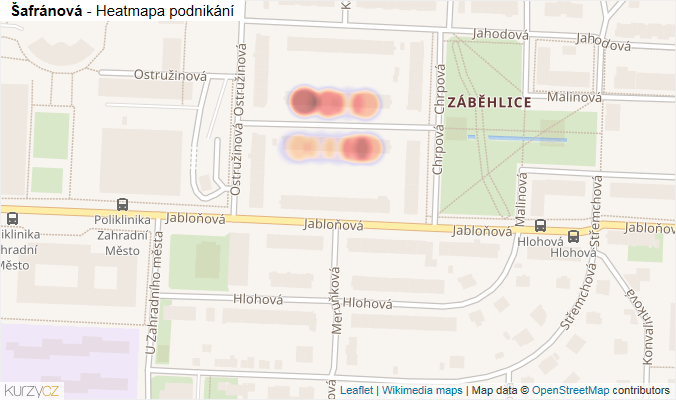 Mapa Šafránová - Firmy v ulici.