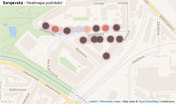 Mapa Sarajevská - Firmy v ulici.