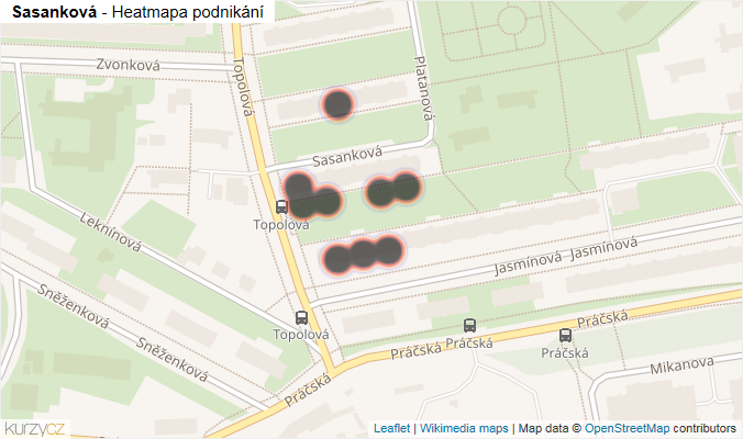 Mapa Sasanková - Firmy v ulici.