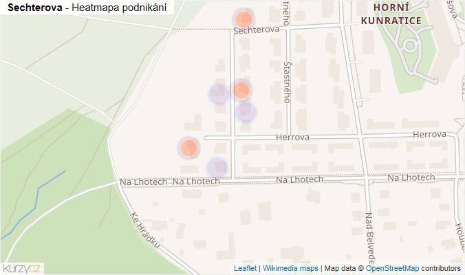 Mapa Sechterova - Firmy v ulici.