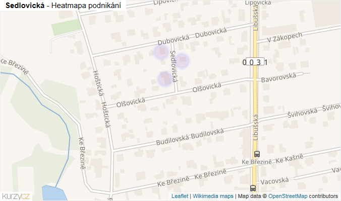 Mapa Sedlovická - Firmy v ulici.