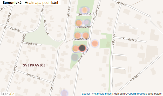 Mapa Semonická - Firmy v ulici.