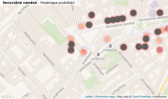 Mapa Senovážné náměstí - Firmy v ulici.