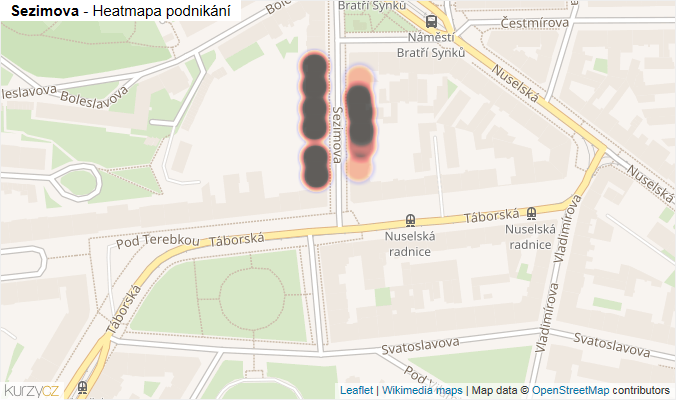 Mapa Sezimova - Firmy v ulici.