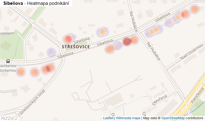 Mapa Sibeliova - Firmy v ulici.