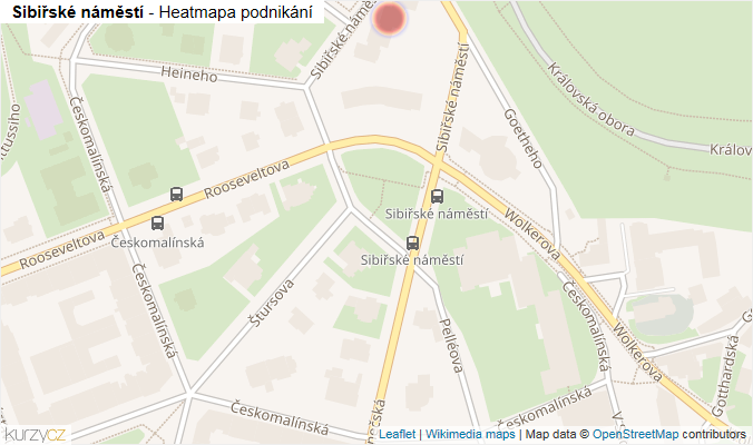 Mapa Sibiřské náměstí - Firmy v ulici.