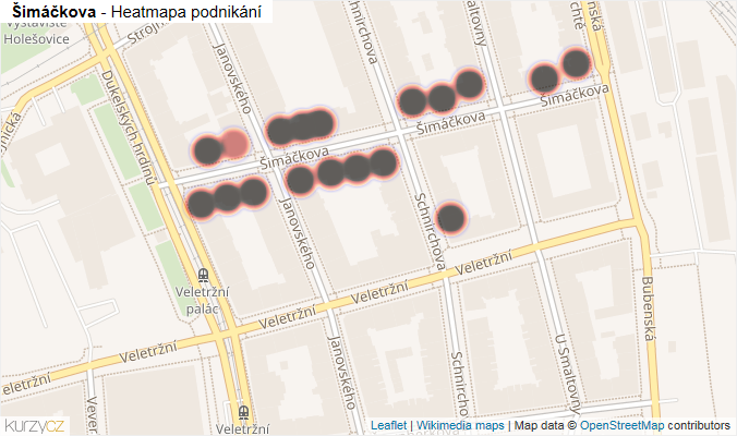 Mapa Šimáčkova - Firmy v ulici.