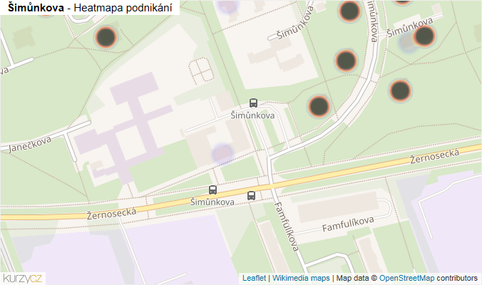 Mapa Šimůnkova - Firmy v ulici.