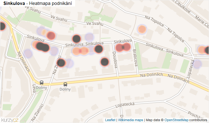 Mapa Sinkulova - Firmy v ulici.