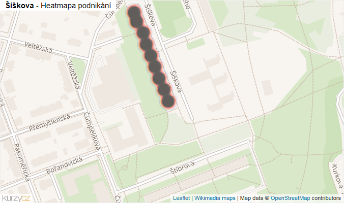 Mapa Šiškova - Firmy v ulici.