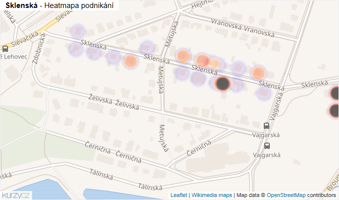 Mapa Sklenská - Firmy v ulici.