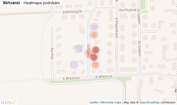 Mapa Skřivánčí - Firmy v ulici.