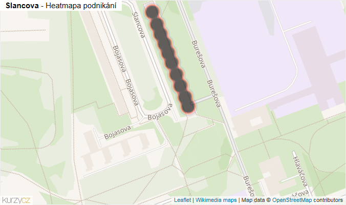 Mapa Slancova - Firmy v ulici.