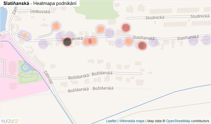 Mapa Slatiňanská - Firmy v ulici.