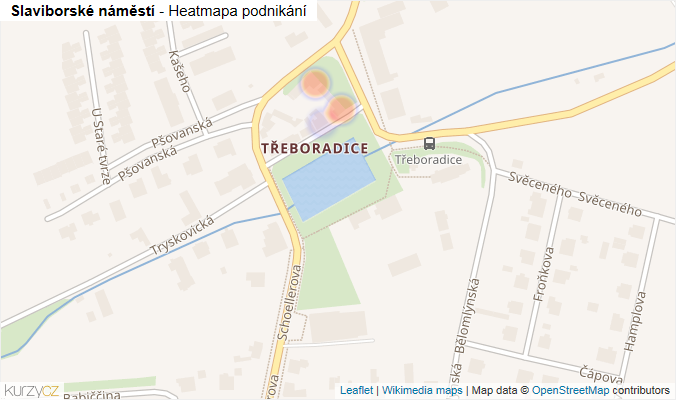 Mapa Slaviborské náměstí - Firmy v ulici.