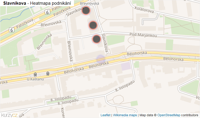 Mapa Slavníkova - Firmy v ulici.
