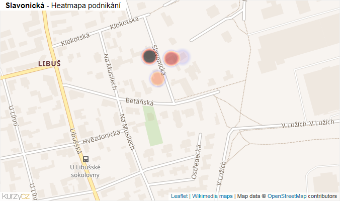 Mapa Slavonická - Firmy v ulici.