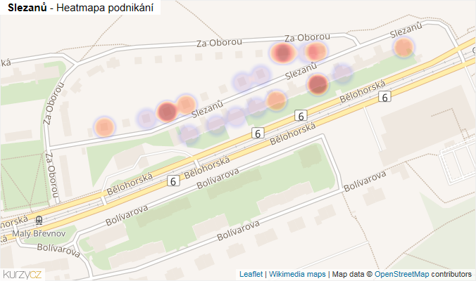 Mapa Slezanů - Firmy v ulici.