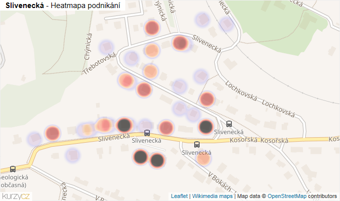 Mapa Slivenecká - Firmy v ulici.