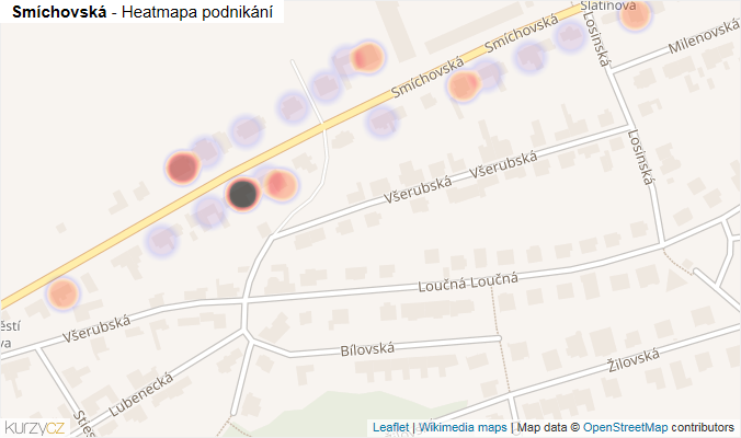 Mapa Smíchovská - Firmy v ulici.