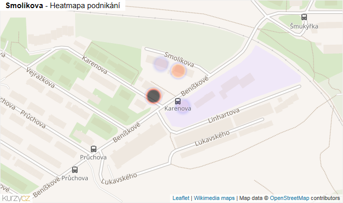 Mapa Smolíkova - Firmy v ulici.