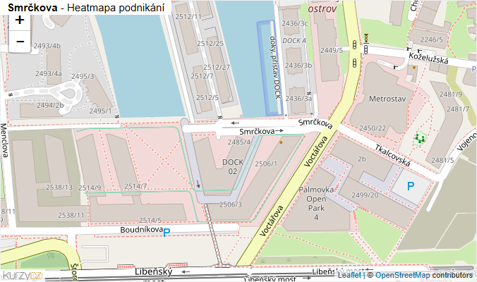 Mapa Smrčkova - Firmy v ulici.
