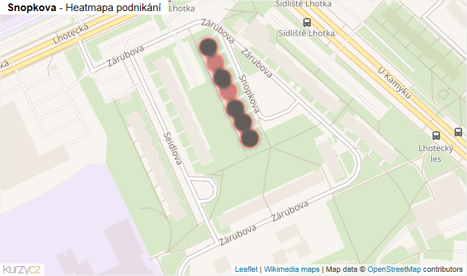 Mapa Snopkova - Firmy v ulici.