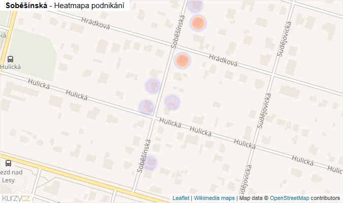 Mapa Soběšínská - Firmy v ulici.