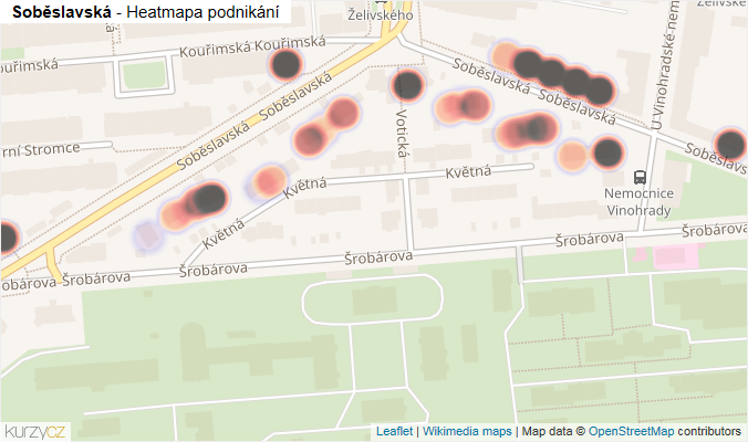 Mapa Soběslavská - Firmy v ulici.
