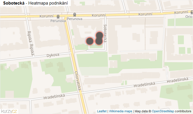 Mapa Sobotecká - Firmy v ulici.