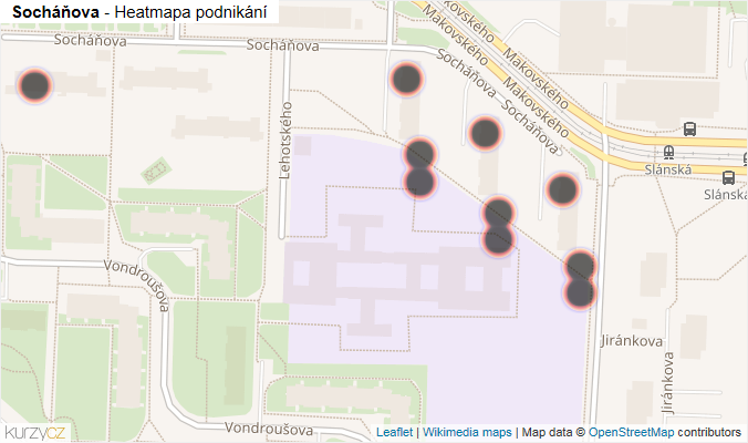 Mapa Socháňova - Firmy v ulici.